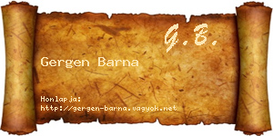 Gergen Barna névjegykártya